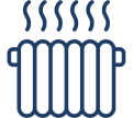 Radiator with steam lines, icon illustration.