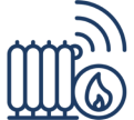 Radiator with flame and wireless signal icon.