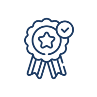 Award ribbon with star and check mark.