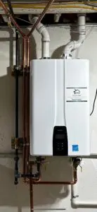 Tankless water heater with copper piping